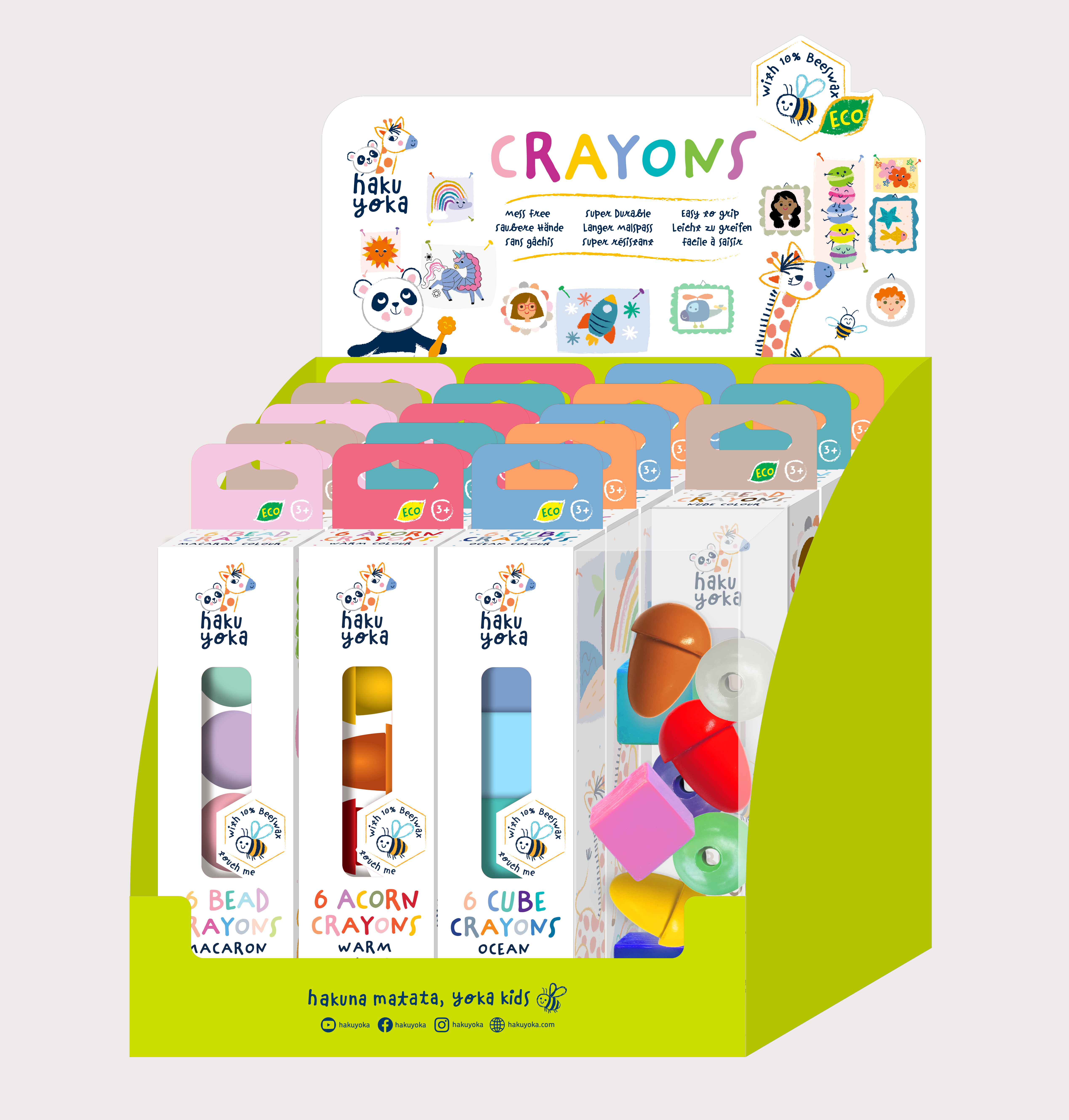 Cube+Acorn+Bead Crayons Assorted Carton Display