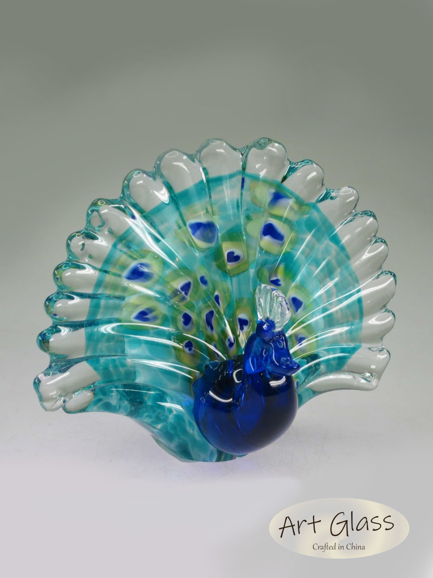 CN Art Glass peacock 14cm