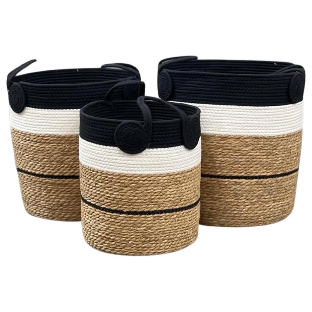 Wholesale Zebra Natural Black & White Storage Laundry Baskets Set of 3