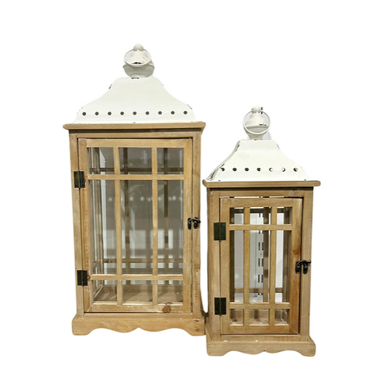 Timber Lantern Wholesale White Oak Wash Timber Lanterns Set of 2 - Liberty Homewares ...