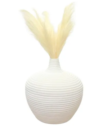 Rippled White Floor Vase/Pot Small