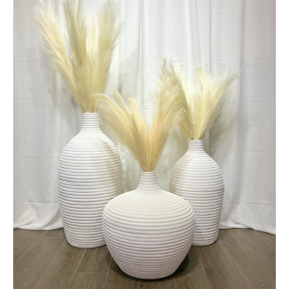 Rippled White Floor Vase/Pot Small