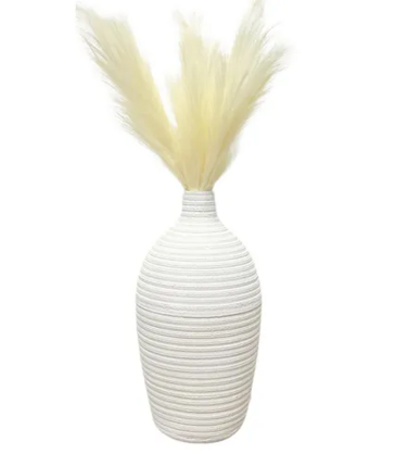 Rippled White Floor Vase/Pot Medium
