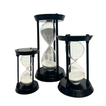 Cylinder Black Hour Glasses 15min Small