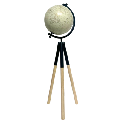 White Timber & Black Metal Base Globe