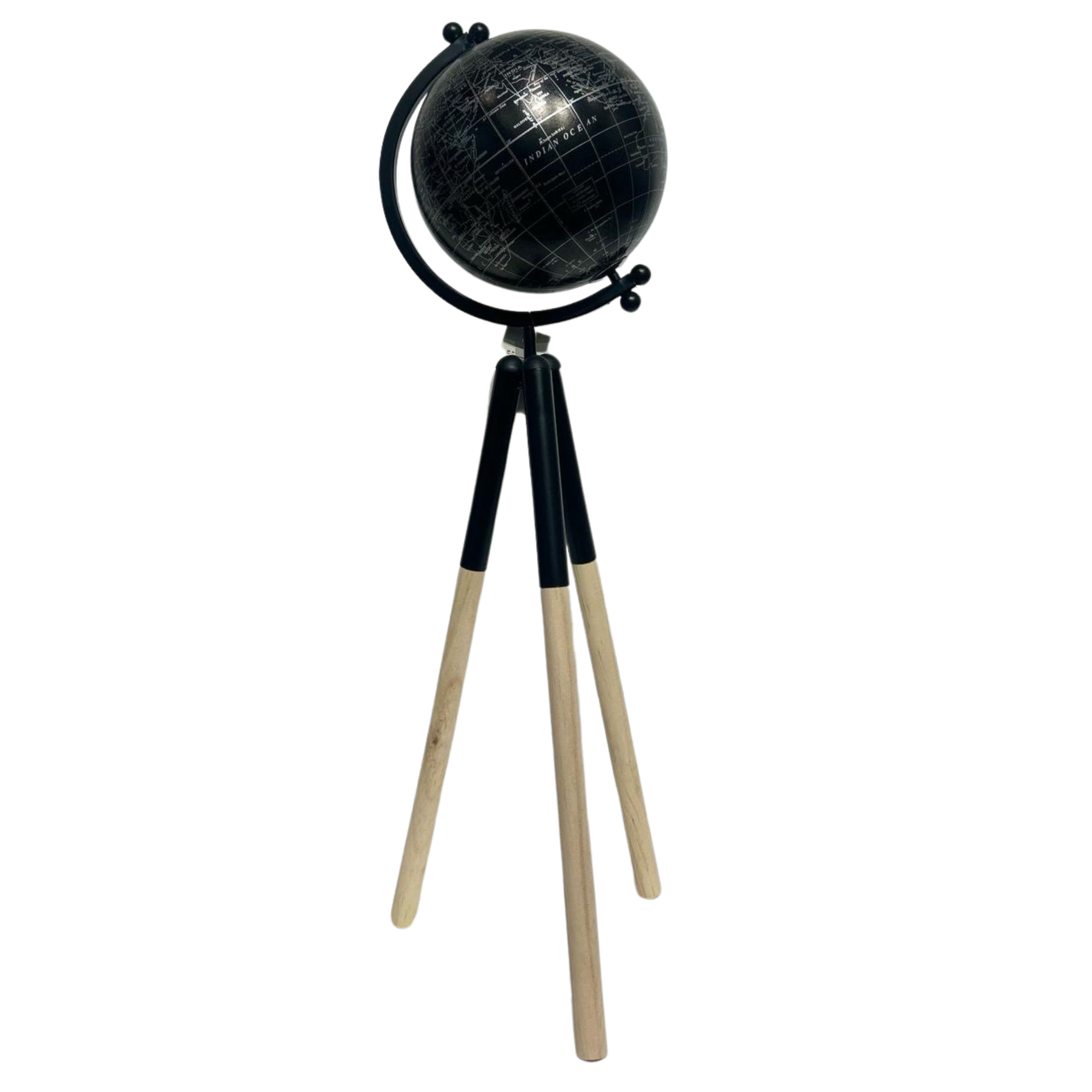 Black Globe With Timber & Metal Legs Small