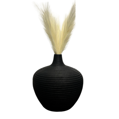 Rippled Black Floor Vase/Pot Small