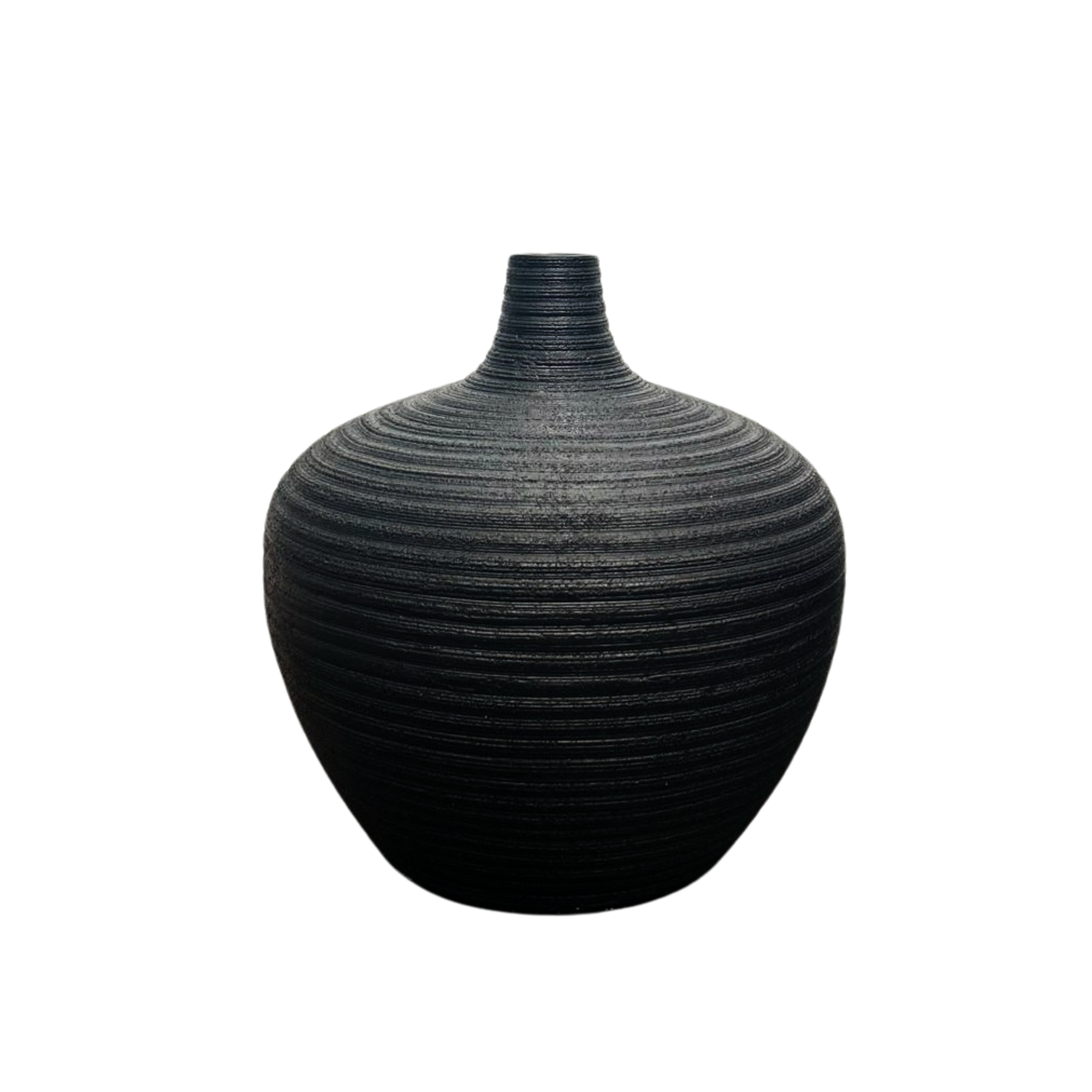 Rippled Black Floor Vase/Pot Small