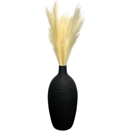Rippled Black Floor Vase/Pot Large