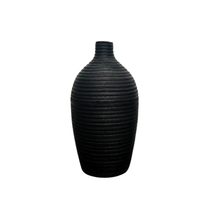 Rippled Black Floor Vase/Pot Large