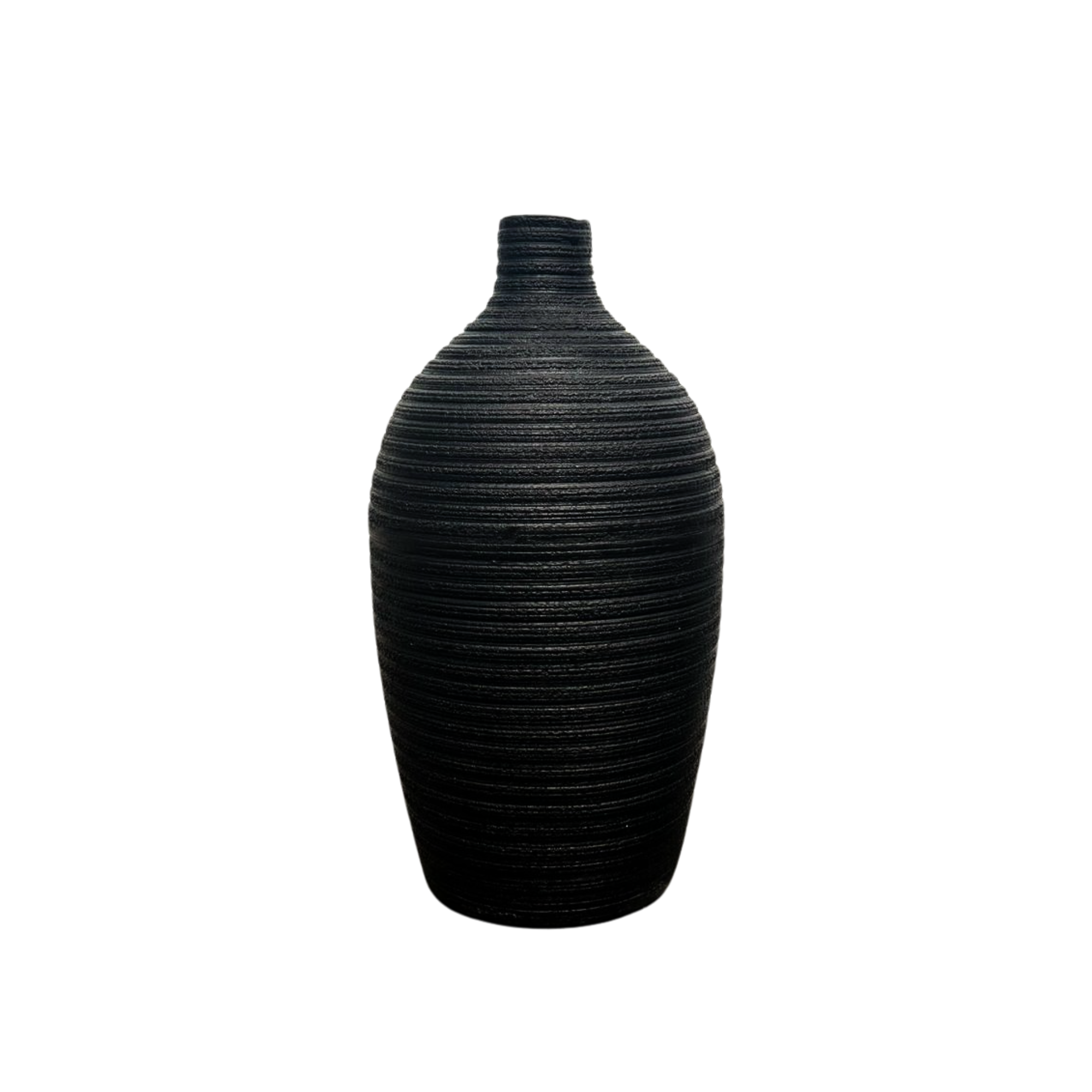 Rippled Black Floor Vase/Pot Large