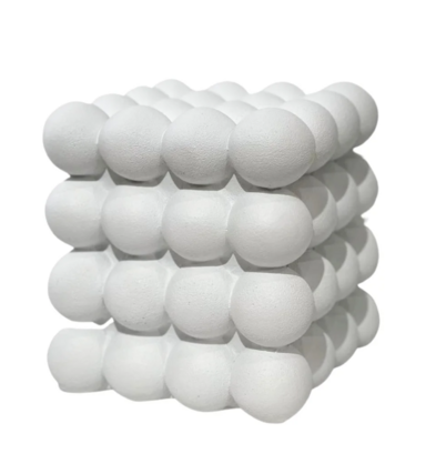 Cube White Polyresin Vase Large