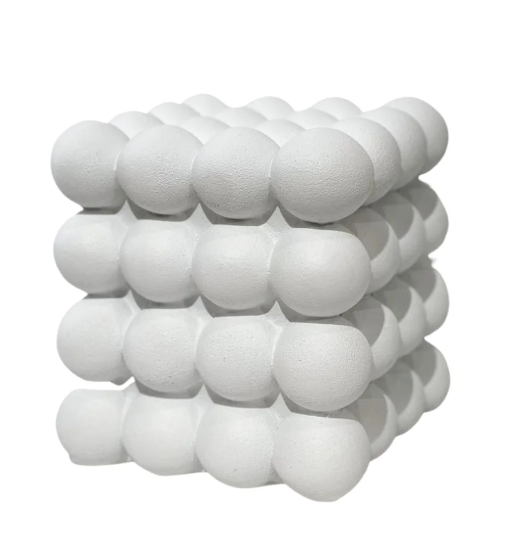 Cube White Polyresin Vase Large