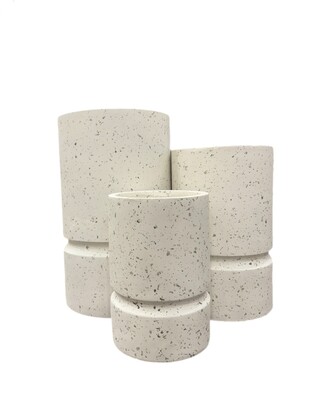 Cylindrical White Spotted Pot Planters Set of 3