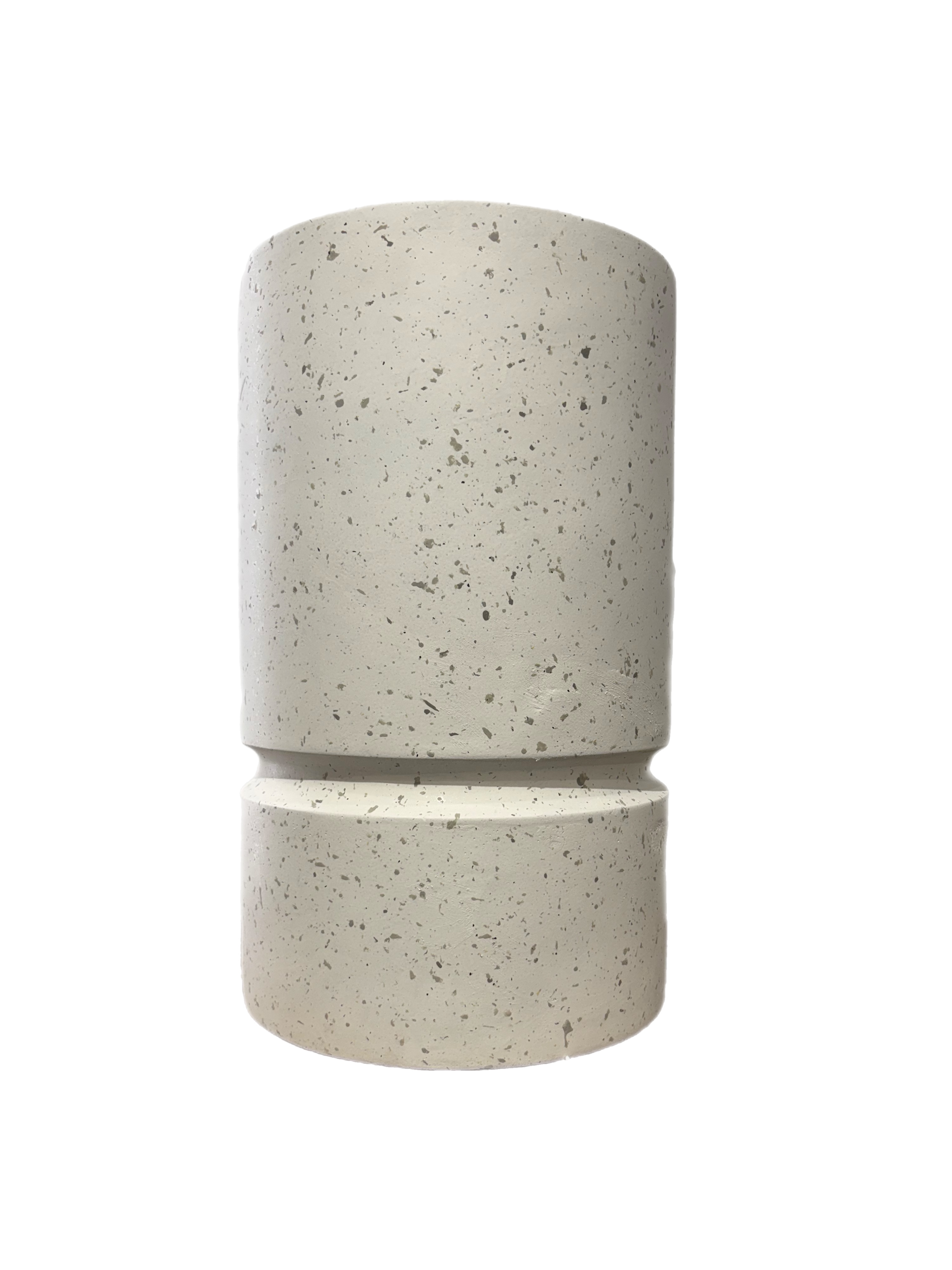 Cylindrical White Spotted Pot Planters Set of 3