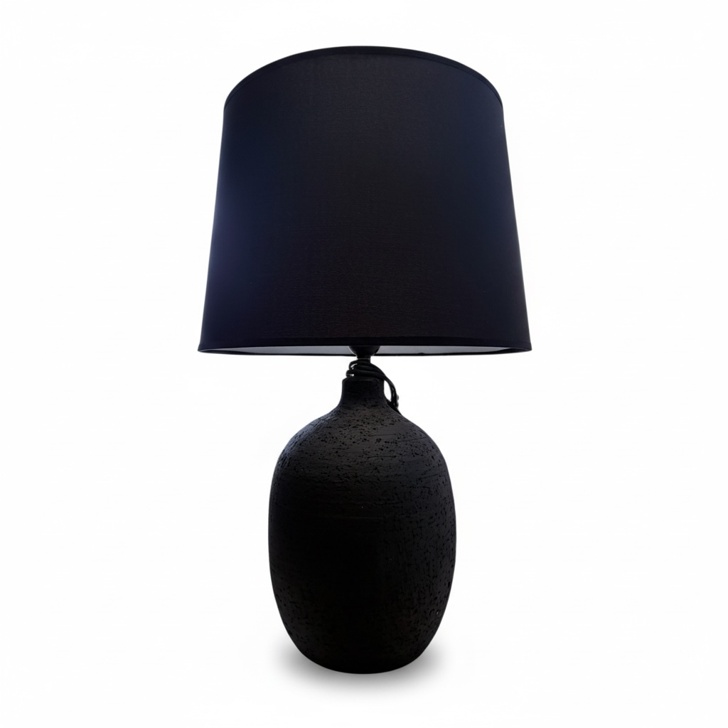 Black Resin Stone Round Table Lamp