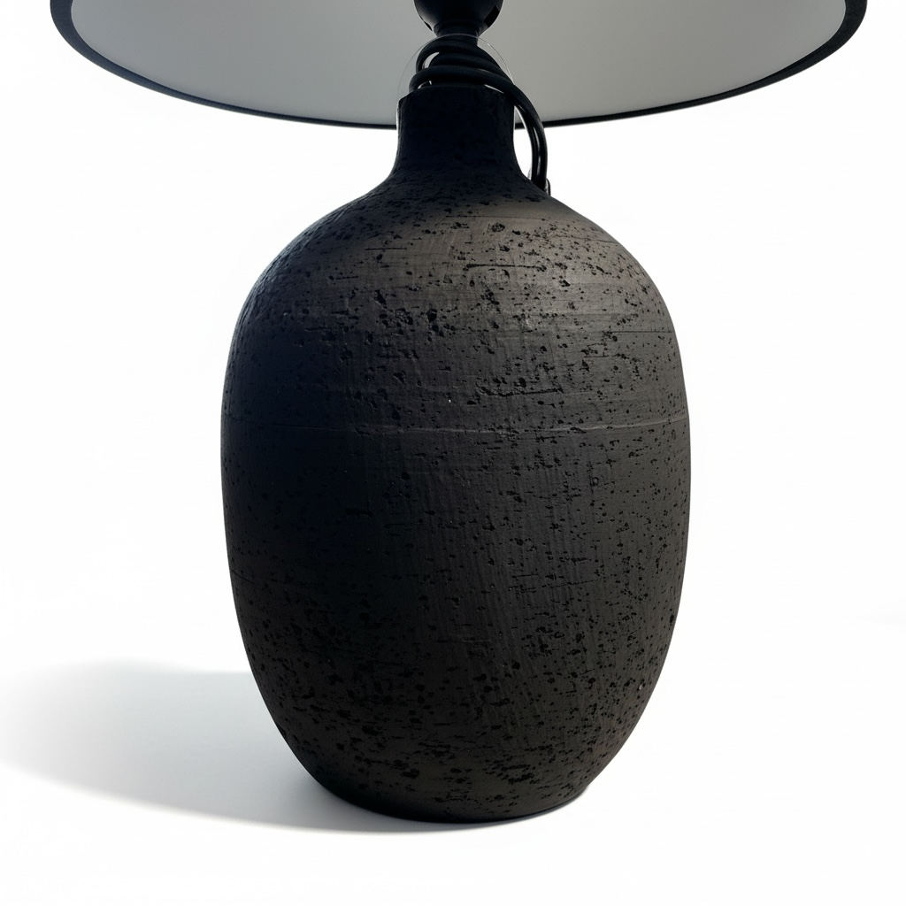 Black Resin Stone Round Table Lamp