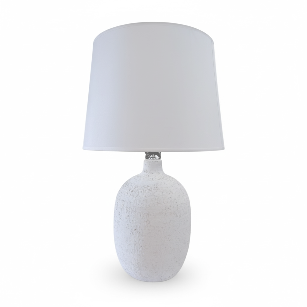 White Resin Stone Round Table Lamp
