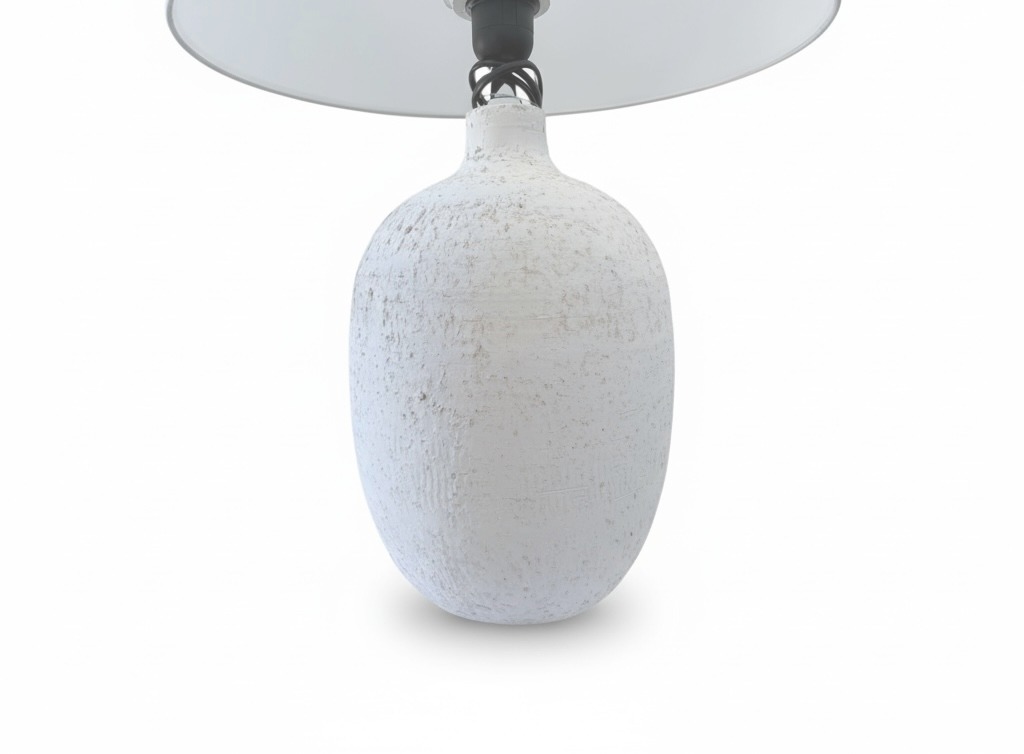 White Resin Stone Round Table Lamp