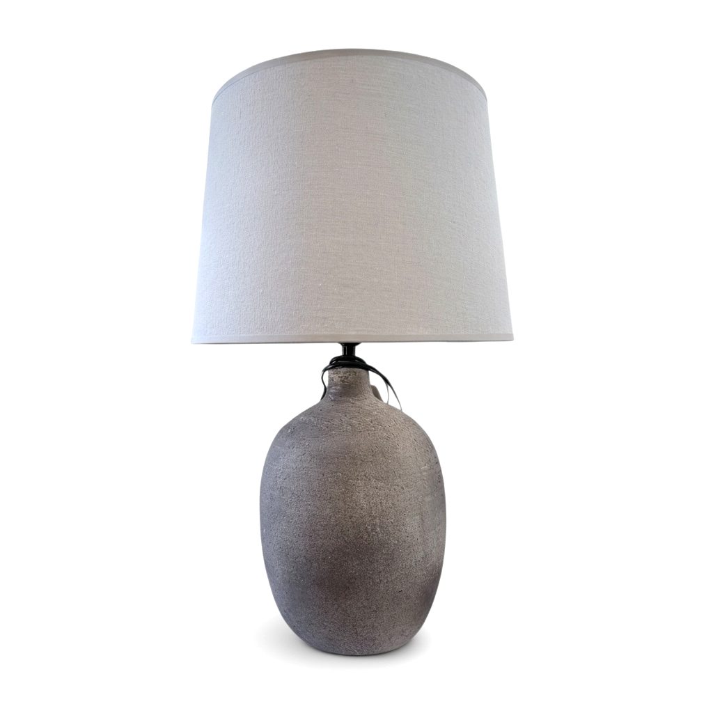 Brown Clay Resin Stone Round Table Lamp