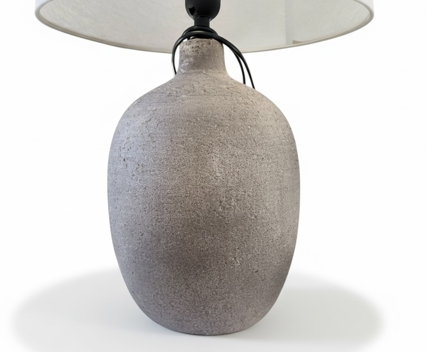 Brown Clay Resin Stone Round Table Lamp