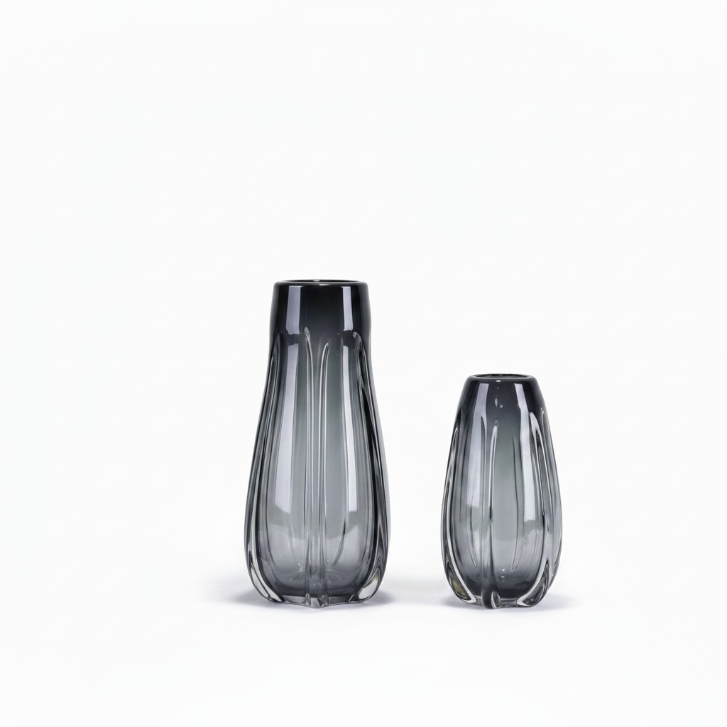 Milano Glass Bottled Vase Small Grey