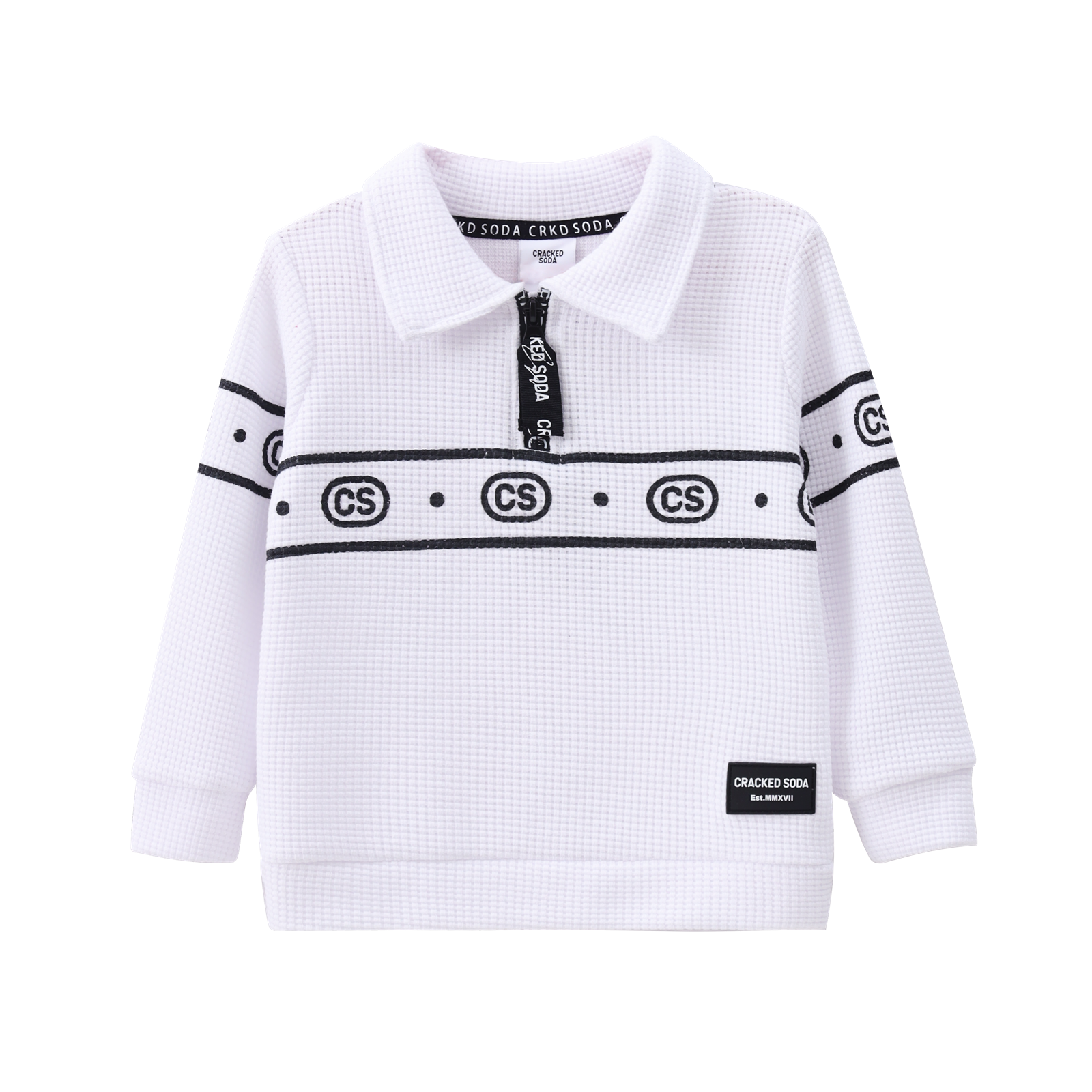 Alfie L/Sleeve Waffle Polo White 3-10 (7 pack)