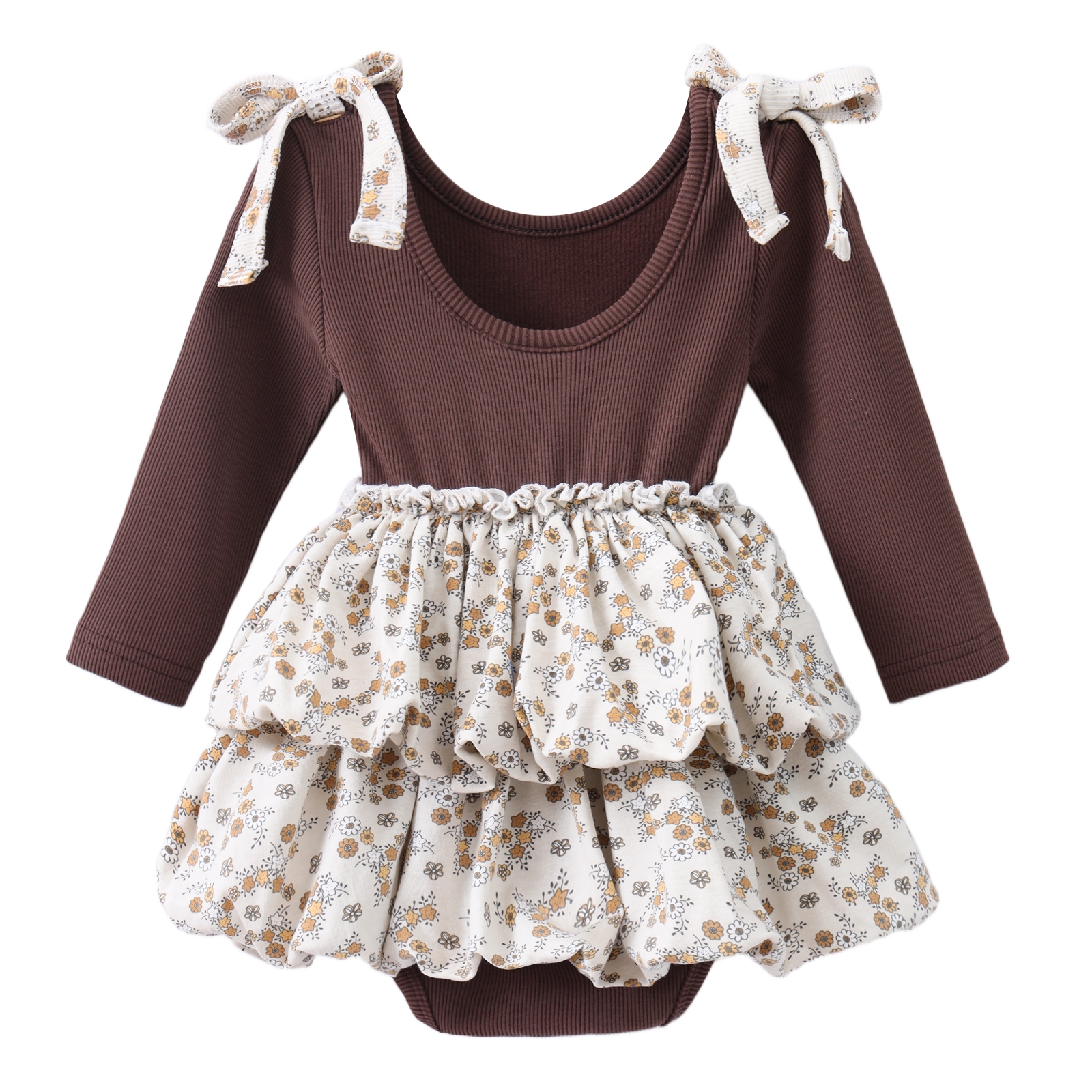 Poppy Fleece Ribbed Bodysuit Dress Biscuit 0000-2 (10 pack)