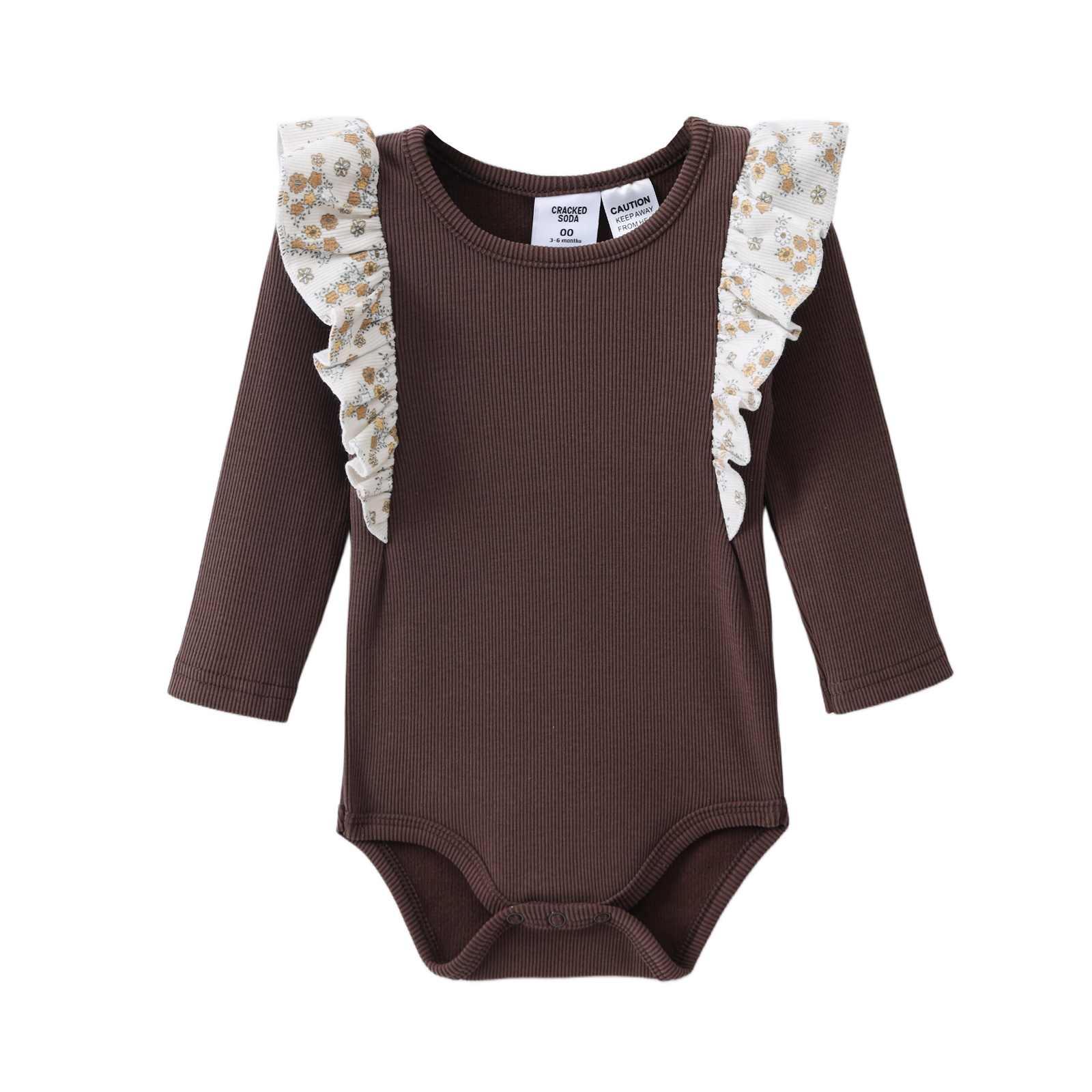 Poppy Fleece Ribbed Frill Bodysuit Biscuit 0000-2 (10 pack)