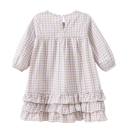Ivy Check Frill Detailed Dress Oat Check 3-8 (6 pack)