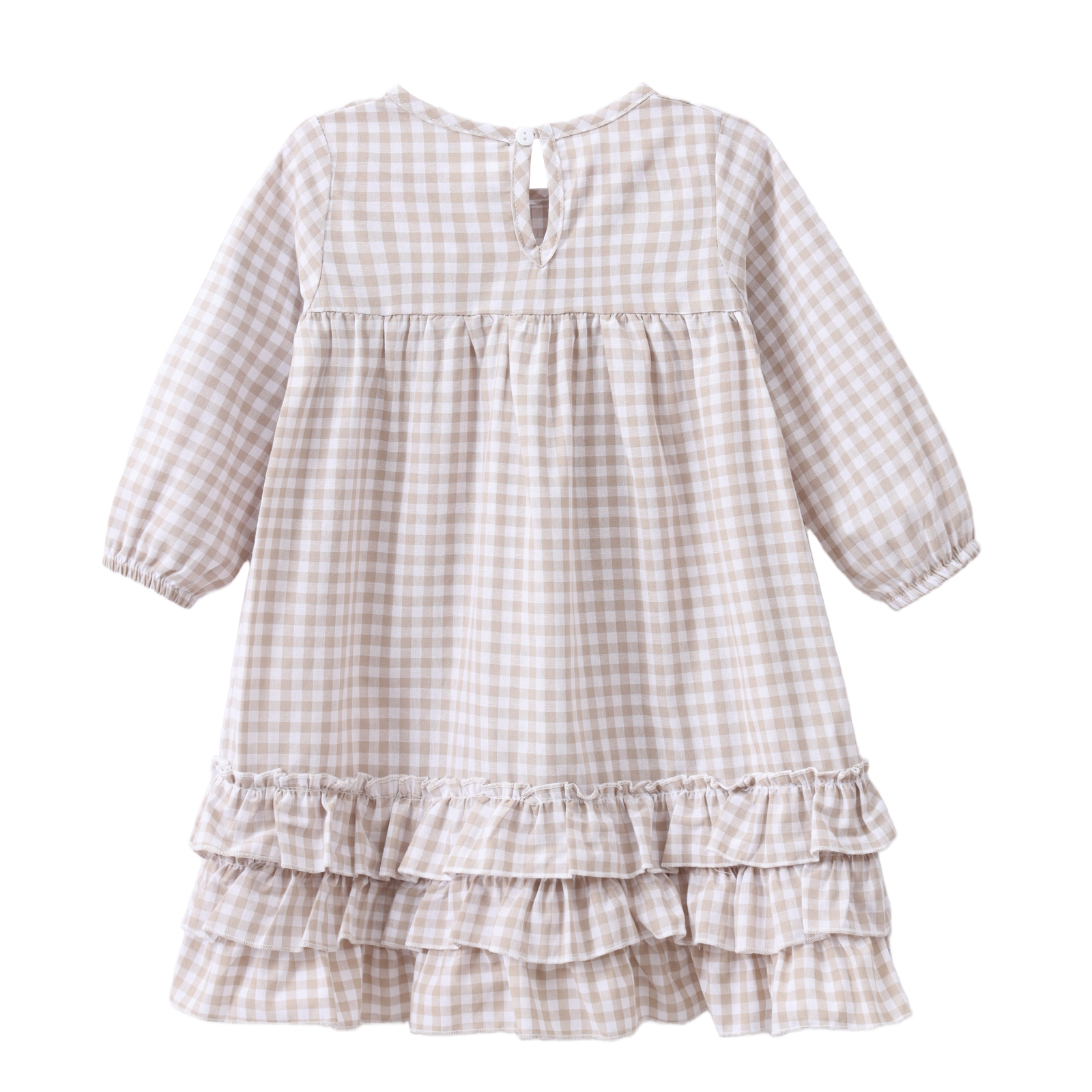 Ivy Check Frill Detailed Dress Oat Check 3-8 (6 pack)