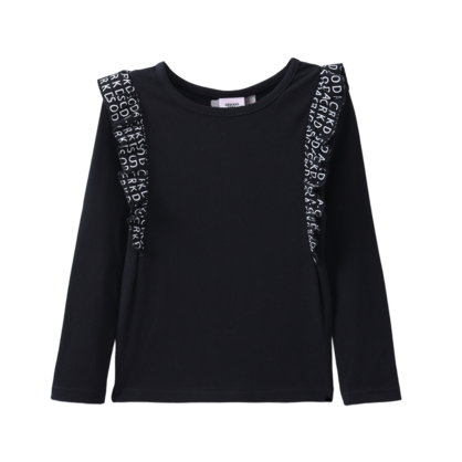 Cleo Detailed Frill Long Sleeve Top Black 3-8 (6 pack)