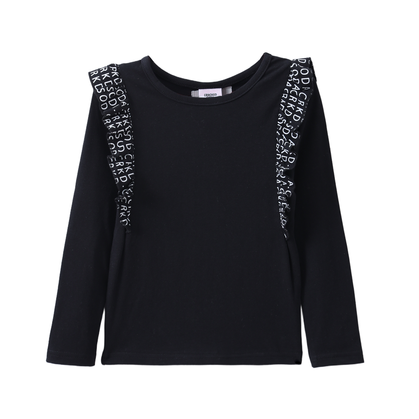 Cleo Detailed Frill Long Sleeve Top Black 3-8 (6 pack)