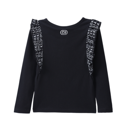 Cleo Detailed Frill Long Sleeve Top Black 3-8 (6 pack)