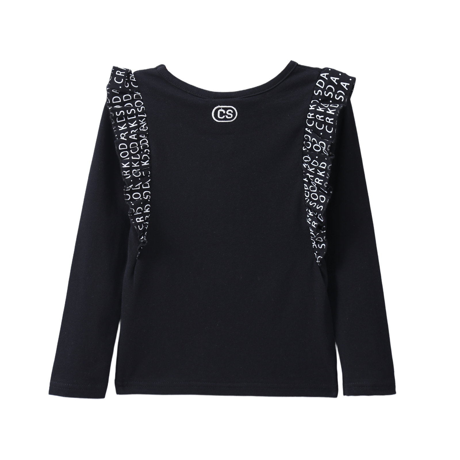 Cleo Detailed Frill Long Sleeve Top Black 3-8 (6 pack)