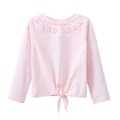 Cleo Embossed Neck L/S Tie Top Pink 00-2 (6 pack)