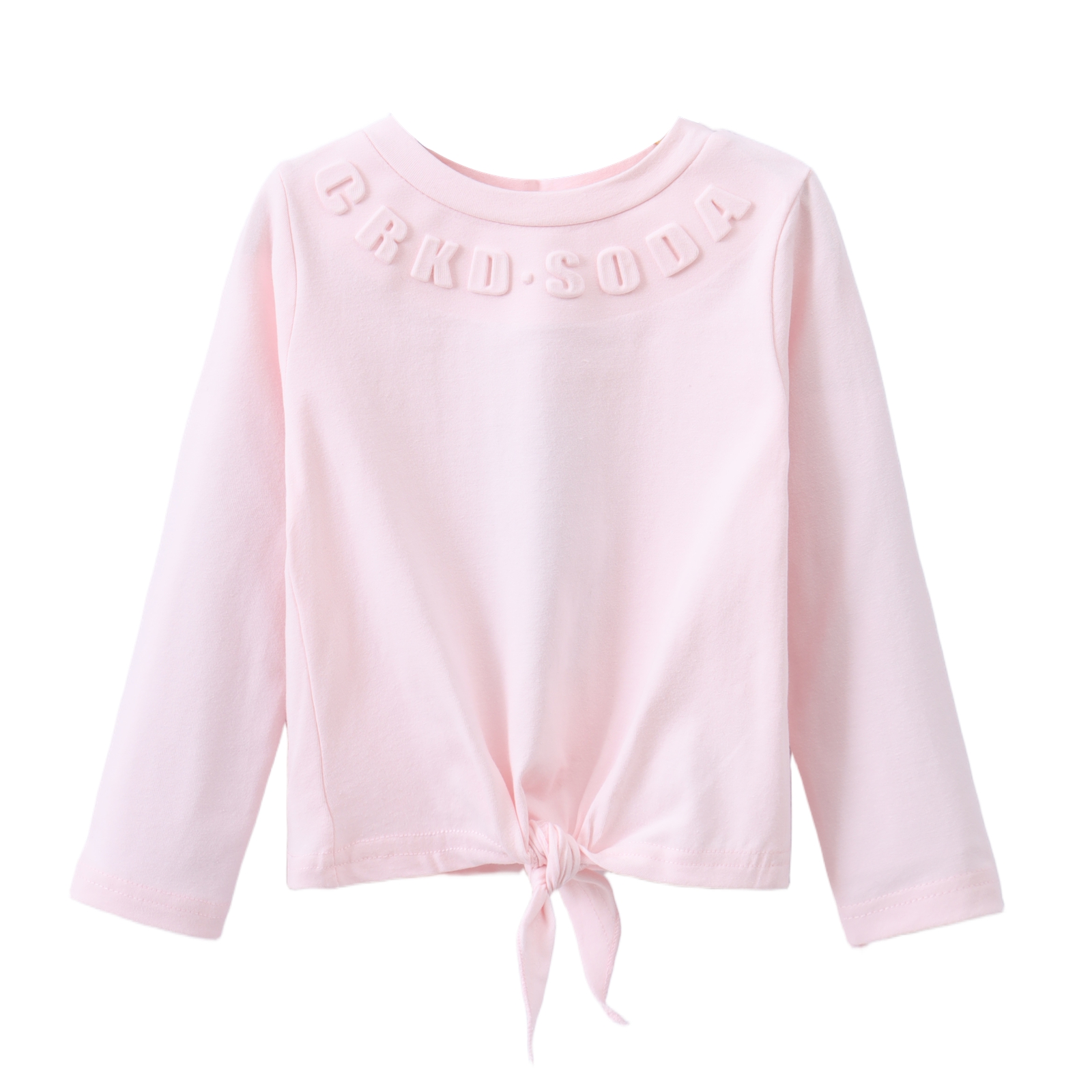 Cleo Embossed Neck L/S Tie Top Pink 3-8 (6 pack)