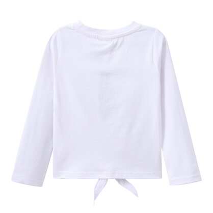 Cleo Embossed Neck L/S Tie Top White 10-16 (6 pack)