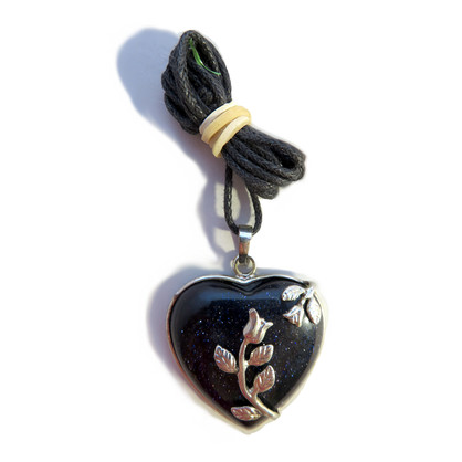 PS32 Blue Goldstone Heart Pendant