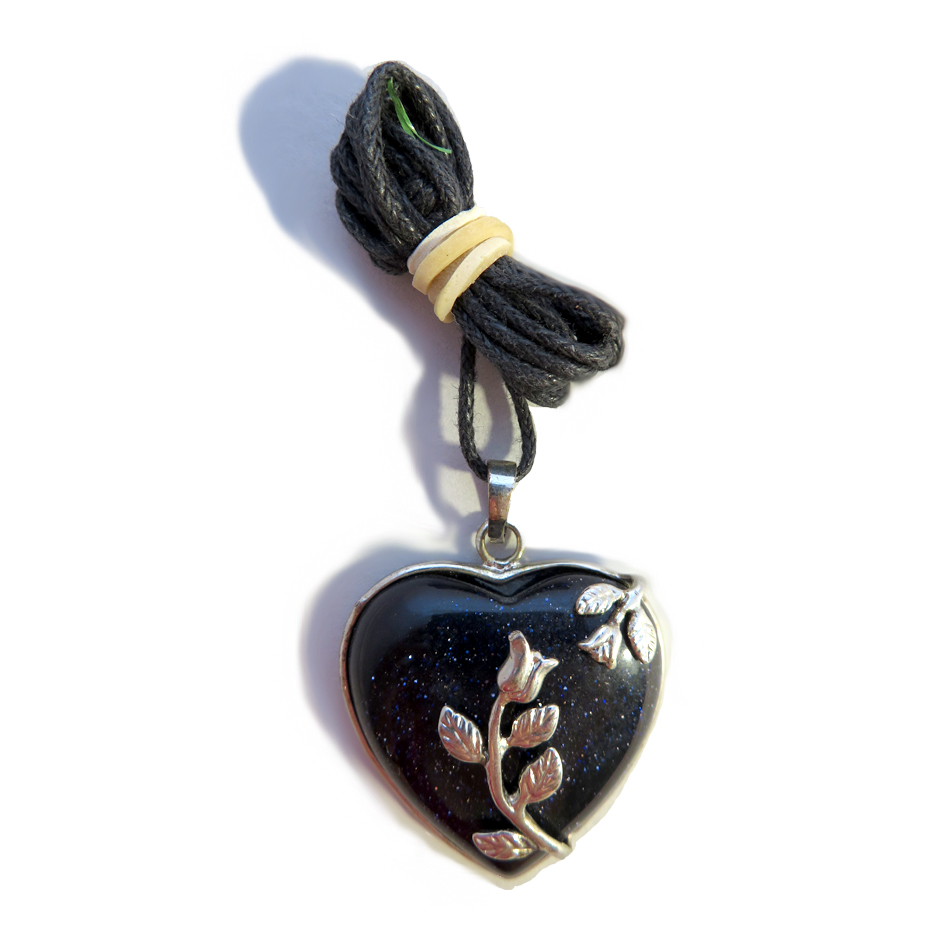PS32 Blue Goldstone Heart Pendant