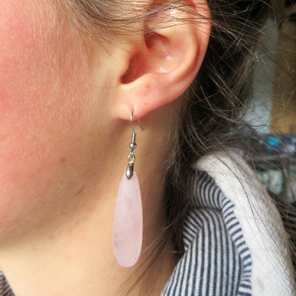PS55 Rose Quartz Long Earrings
