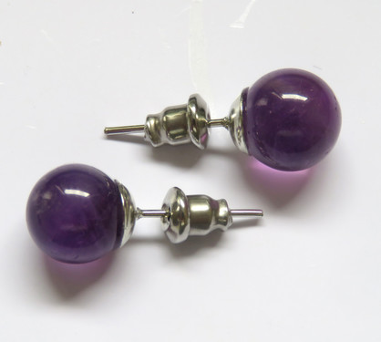 PS63 Amethyst Stud Earrings 8mm