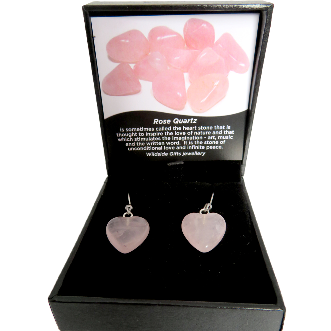 PS85 Small Rose Quartz Heart Earrings