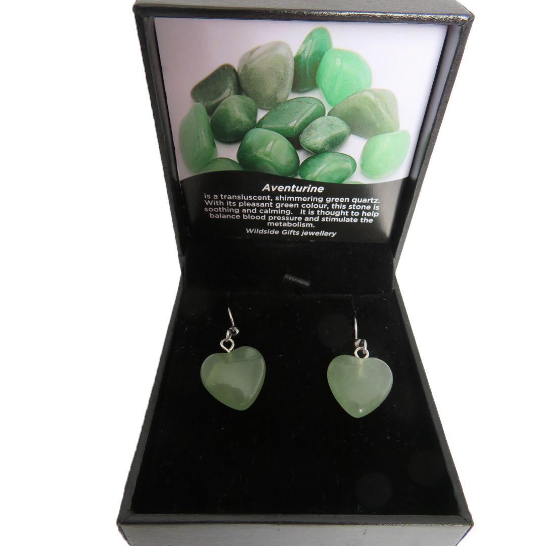 PS86 Small Aventurine Heart Earrings