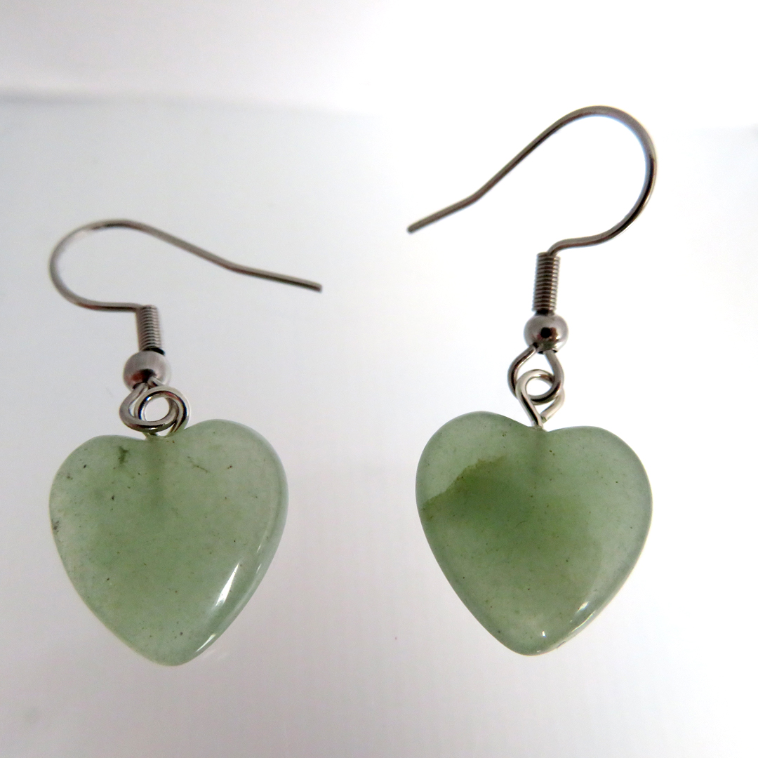 PS86 Small Aventurine Heart Earrings