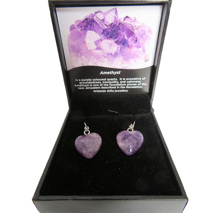 PS84 Small Amethyst Heart Earrings