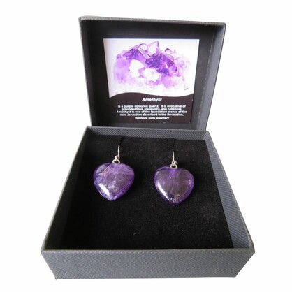 PS92 Large Amethyst Heart Earrings