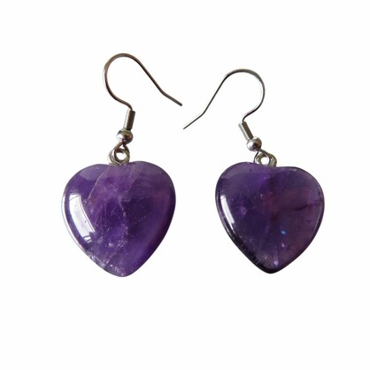 PS92 Large Amethyst Heart Earrings