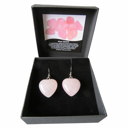 PS93 Large Rose Quartz Heart Earrings