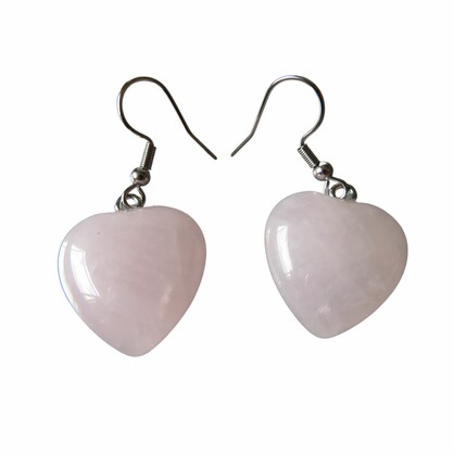 PS93 Large Rose Quartz Heart Earrings